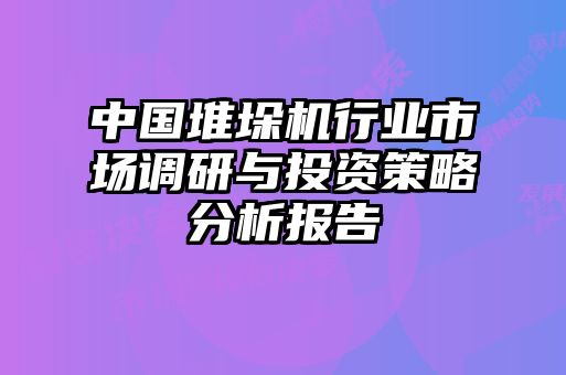 中國堆垛機行業(yè)市場調研與投資策略分析報告
