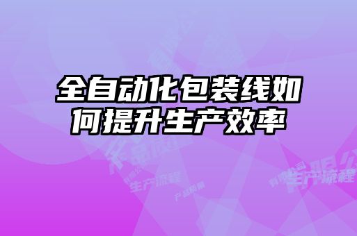 全自動化包裝線如何提升生產效率