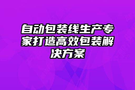 自動(dòng)包裝線生產(chǎn)專家打造高效包裝解決方案